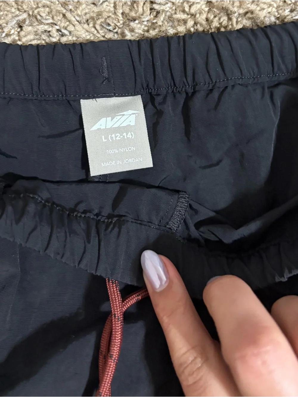 Avia Black Swim Trunks with Rust Drawcord